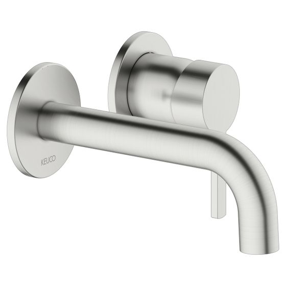 Keuco Plan Blue Einhebel-Waschtischmischer Unterputz Wandmontage, 2-Loch, Ausladung 165mm, Edelstahl-finish, 53916060201