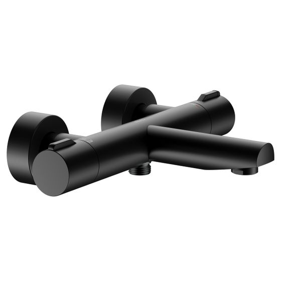 Keuco Plan Blue Thermostat-Wannenarmatur Aufputz, Ausladung 185mm, Sicherheitssperre 38 Grad C, Schwarz matt, 53920372001