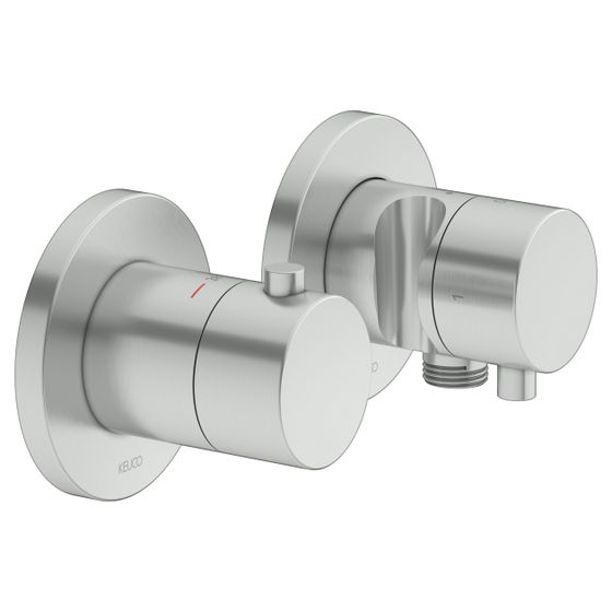 Keuco Plan Blue Thermostatarmatur-Set Unterputz, 2-Wege, mit Schlauchanschluss und Brausehalter, Edelstahl-finish, 53953061221