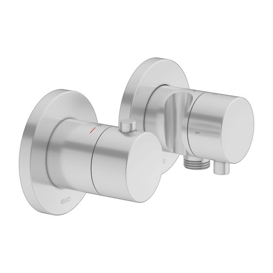 Keuco Plan Blue Thermostatarmatur-Set Unterputz, 2-Wege, mit Schlauchanschluss und Brausehalter, Aluminium-finish, 53953171221
