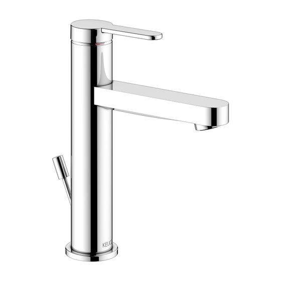 Keuco Ixmo Flat Einhebel-Waschtischmischer 130, Ausladung 124mm, mit Zugstangen-Ablaufgarnitur, Rosette rund, Verchromt