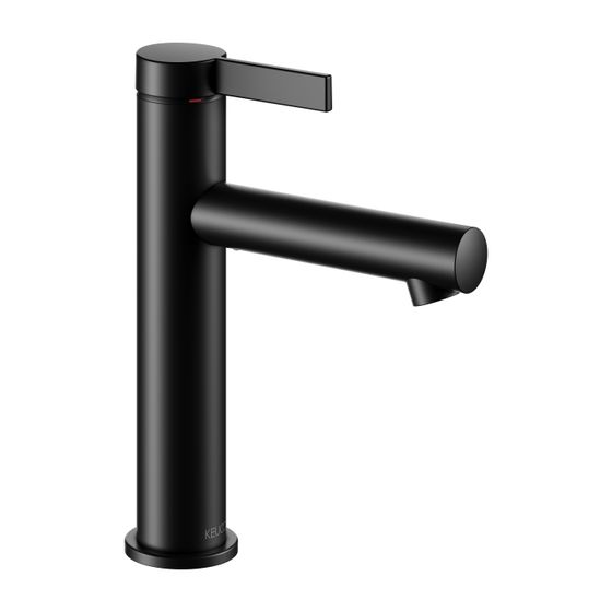 Keuco Ixmo Pure Einhebel-Waschtischmischer 130, Ausladung 125mm, ohne Zugstangen-Ablaufgarnitur und Rosette rund, Schwarz matt