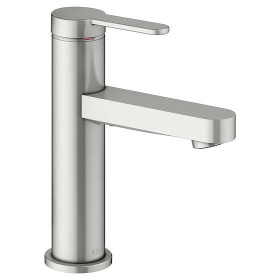 Keuco Ixmo Flat Einhebel-Waschtischmischer 100, Ausladung 109mm, ohne Zugstangen-Ablaufgarnitur, Rosette rund, Edelstahl-finish