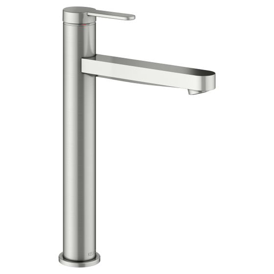 Keuco Ixmo Flat Einhebel-Waschtischmischer 210, Ausladung 159mm, ohne Zugstangen-Ablaufgarnitur, Rosette rund, Edelstahl-finish