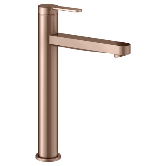 Keuco Ixmo Flat Einhebel-Waschtischmischer 210, Ausladung 159mm, ohne Zugstangen-Ablaufgarnitur, Rosette rund, Rotgold geb.