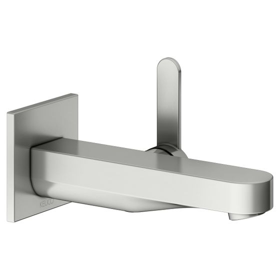 Keuco Ixmo Flat Einhebel-Waschtischmischer Unterputz, 1-Loch, für Wandmontage, Rosette eckig, Ausladung 165mm, Edelstahl-finish