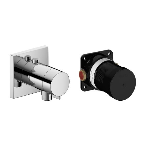 Keuco Ixmo Thermostat-Brausearmatur-Set Unterputz mit Schlauchanschluss, Rosette eckig, Verchromt, 59554010022