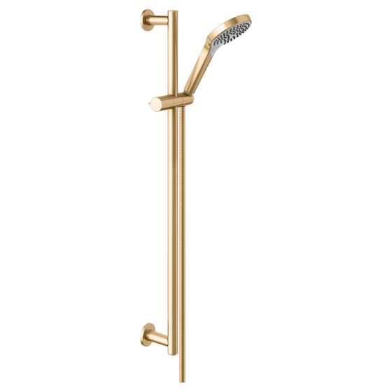 Keuco Ixmo Brauseset, Handbrause mit 3 Strahlarten, 855mm, Rosette rund, Messing gebürstet, 59587250801