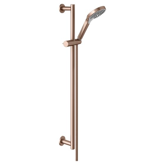 Keuco Ixmo Brauseset, Handbrause mit 3 Strahlarten, 855mm, Rosette rund, Rotgold gebürstet, 59587290801