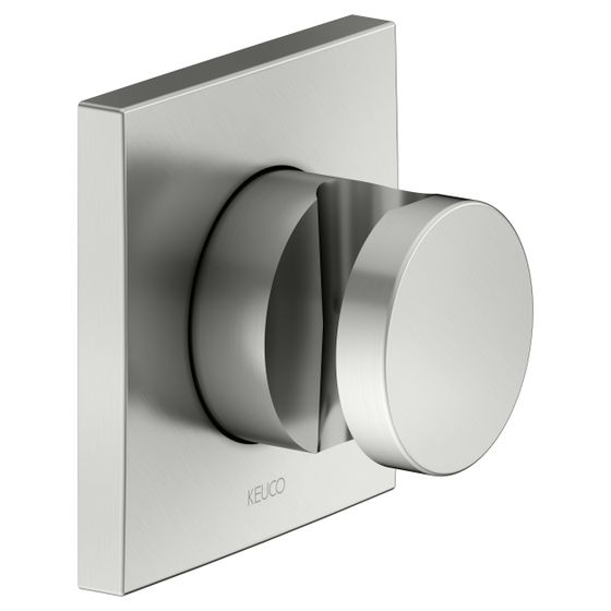 Keuco Ixmo Brausehalter für Schläuche mit konischer Mutter, mit Befestigungsset, Rosette eckig, Edelstahl-finish, 59591060002