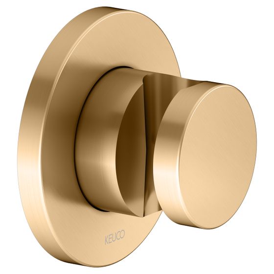Keuco Ixmo Brausehalter für Schläuche mit konischer Mutter, mit Befestigungsset, Rosette rund, Messing gebürstet, 59591250001