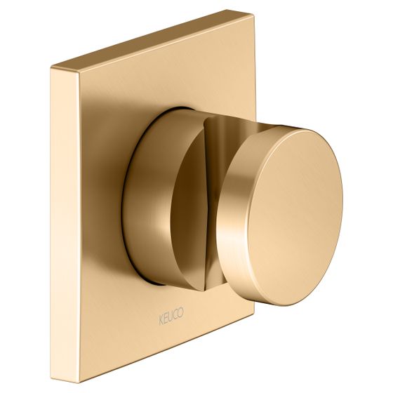 Keuco Ixmo Brausehalter für Schläuche mit konischer Mutter, mit Befestigungsset, Rosette eckig, Messing geb., 59591250002