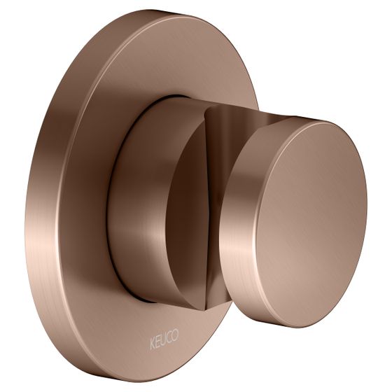 Keuco Ixmo Brausehalter für Schläuche mit konischer Mutter, mit Befestigungsset, Rosette rund, Rotgold gebürstet, 59591290001