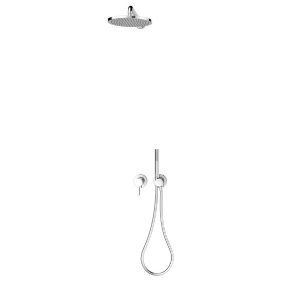Keuco Ixmo Sets Brauseset 3 Einhebelmischer für 2 Verbraucher mit Brausehalter und Kopfbrause rund, Verchromt, 59651010301