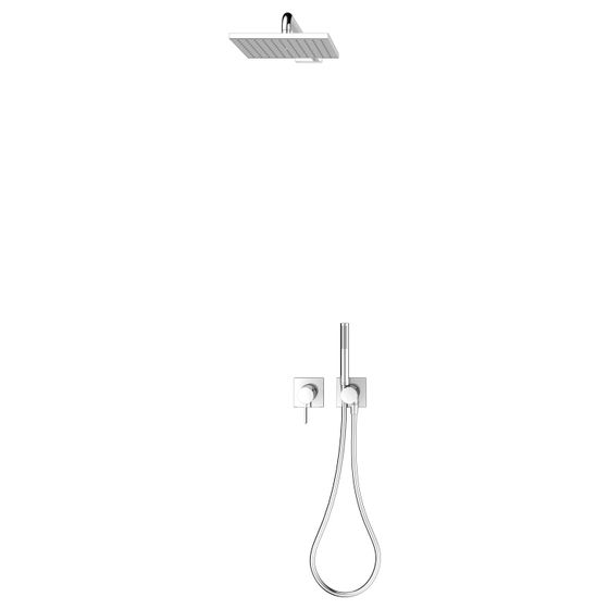 Keuco Ixmo Sets Brauseset 4 Einhebelmischer für 2 Verbraucher mit Brausehalter und Kopfbrause eckig, Verchromt, 59651010402