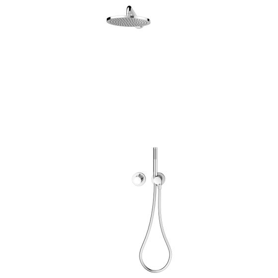 Keuco Ixmo Sets Brauseset 7 Einhebelmischer für 2 Verbraucher mit Brausehalter und Kopfbrause rund, Verchromt, 59653010701
