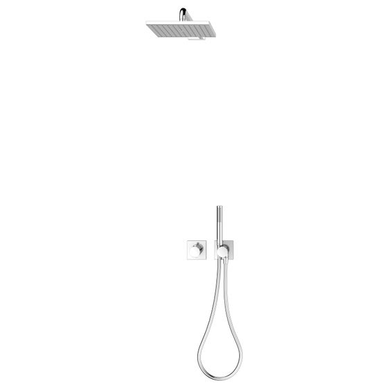 Keuco Ixmo Sets Brauseset 8 Einhebelmischer für 2 Verbraucher mit Brausehalter und Kopfbrause eckig, Verchromt, 59653010802