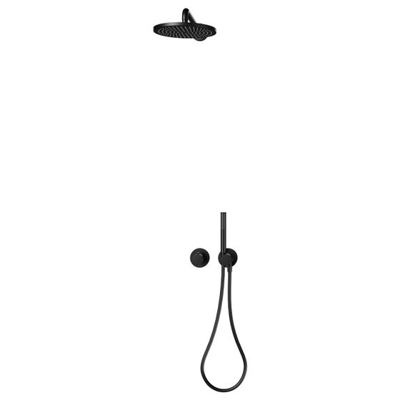 Keuco Ixmo Sets Brauseset 7 Einhebelmischer für 2 Verbraucher mit Brausehalter und Kopfbrause rund, Schwarz matt, 59653370701