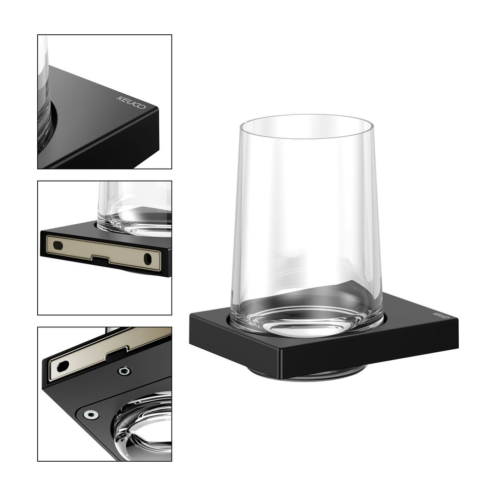 Keuco Edition 11 Glashalter, Echtkristall-Glas, mit Befestigungsset, Schwarz-matt, 1... KEUCO-11150379000 4017214941414 (Abb. 3)