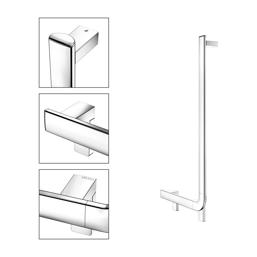 Keuco Axess Winkelgriff 90 Grad rechts, 400/800mm, mit 2x Befestigungsset 1, Verchro... KEUCO-35006010801 4017214902309 (Abb. 3)