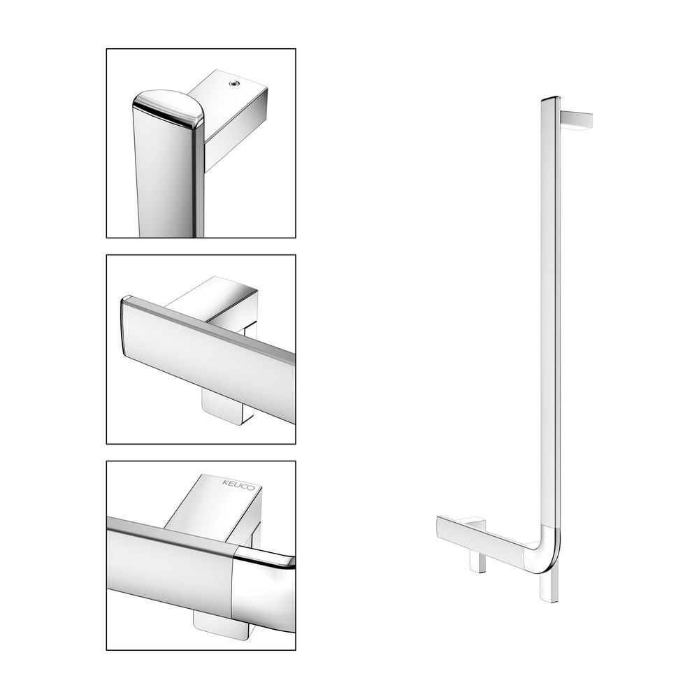 Keuco Axess Winkelgriff 90 Grad rechts, 400/800mm, mit 2x Befestigungsset 1, Silber ... KEUCO-35006170801 4017214902323 (Abb. 3)