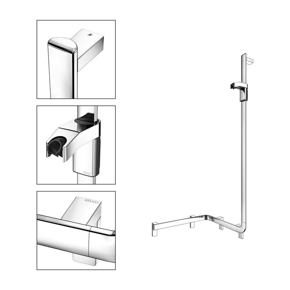 Keuco Axess Duschhandlauf mit Brausestange rechts, 550x531x1301mm, mit 3x Befestigun... KEUCO-35008016601 4017214902460 (Abb. 3)