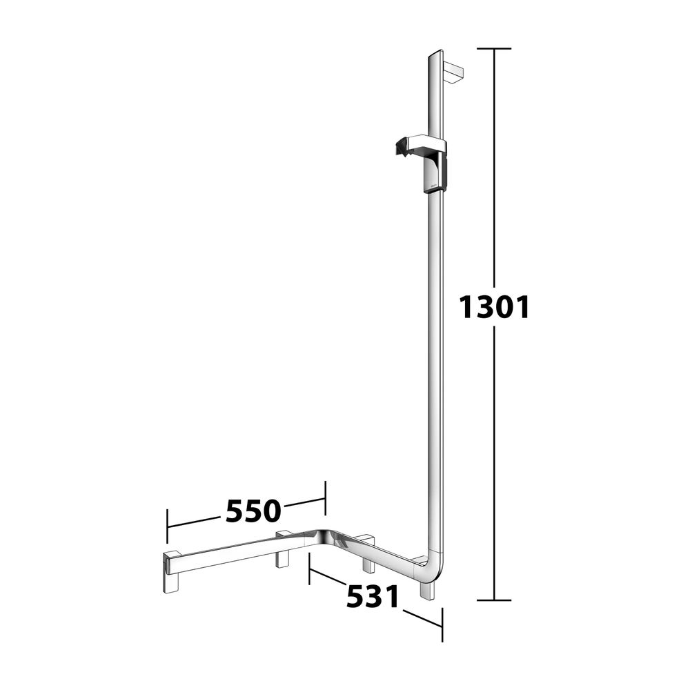 Keuco Axess Duschhandlauf mit Brausestange rechts, 550x531x1301mm, mit 3x Befestigun... KEUCO-35008016601 4017214902460 (Abb. 8)