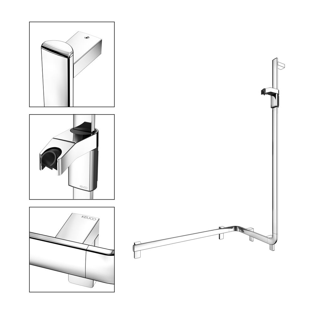 Keuco Axess Duschhandlauf mit Brausestange rechts, 850x531x1301mm, mit 3x Befestigun... KEUCO-35008018601 4017214902484 (Abb. 3)