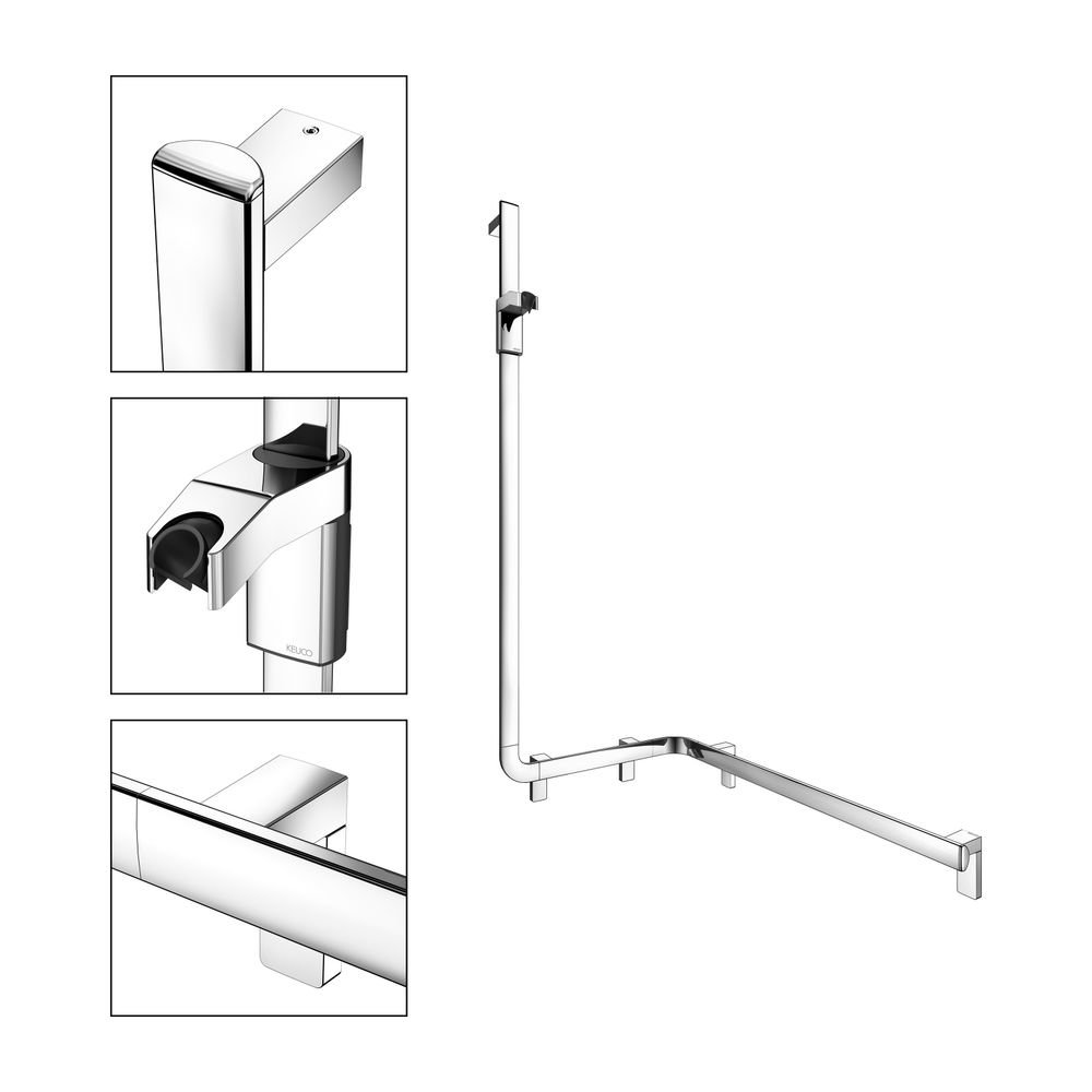 Keuco Axess Duschhandlauf mit Brausestange links, 850x531x1301mm, mit 3x Befestigung... KEUCO-35008018602 4017214902491 (Abb. 3)