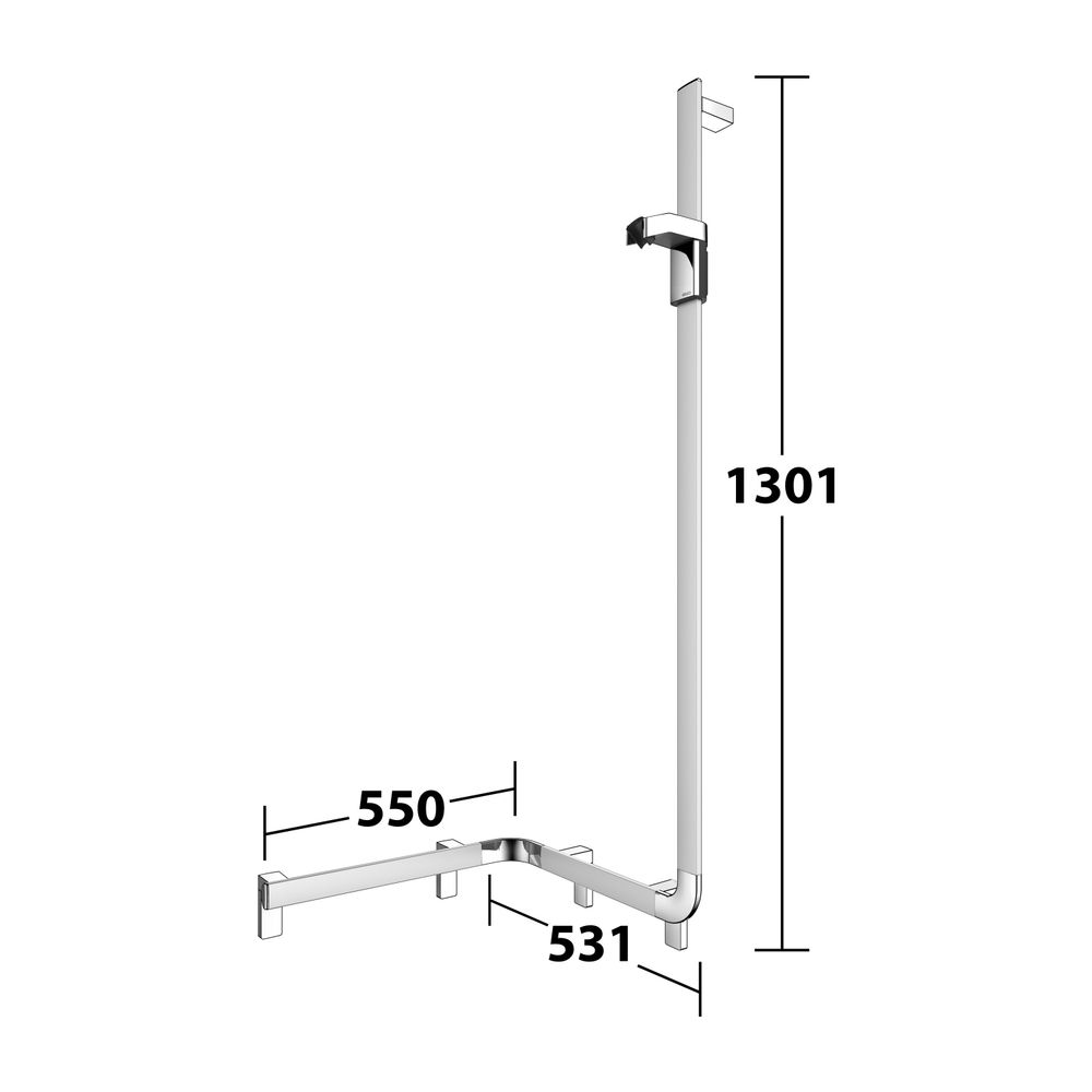 Keuco Axess Duschhandlauf mit Brausestange rechts, 550x531x1301mm, mit 3x Befestigun... KEUCO-35008176601 4017214902507 (Abb. 8)
