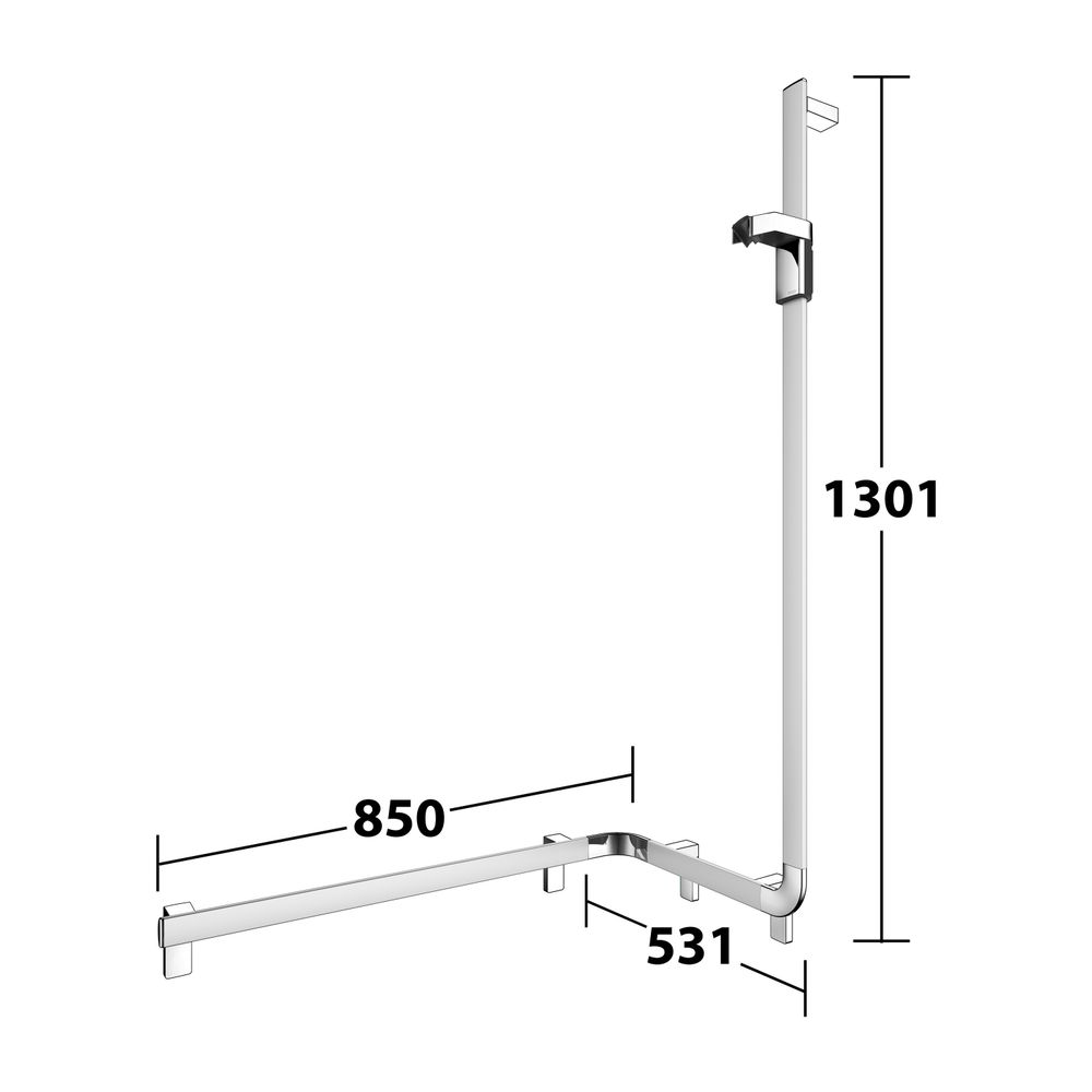 Keuco Axess Duschhandlauf mit Brausestange rechts, 850x531x1301mm, mit 3x Befestigun... KEUCO-35008178601 4017214902521 (Abb. 8)