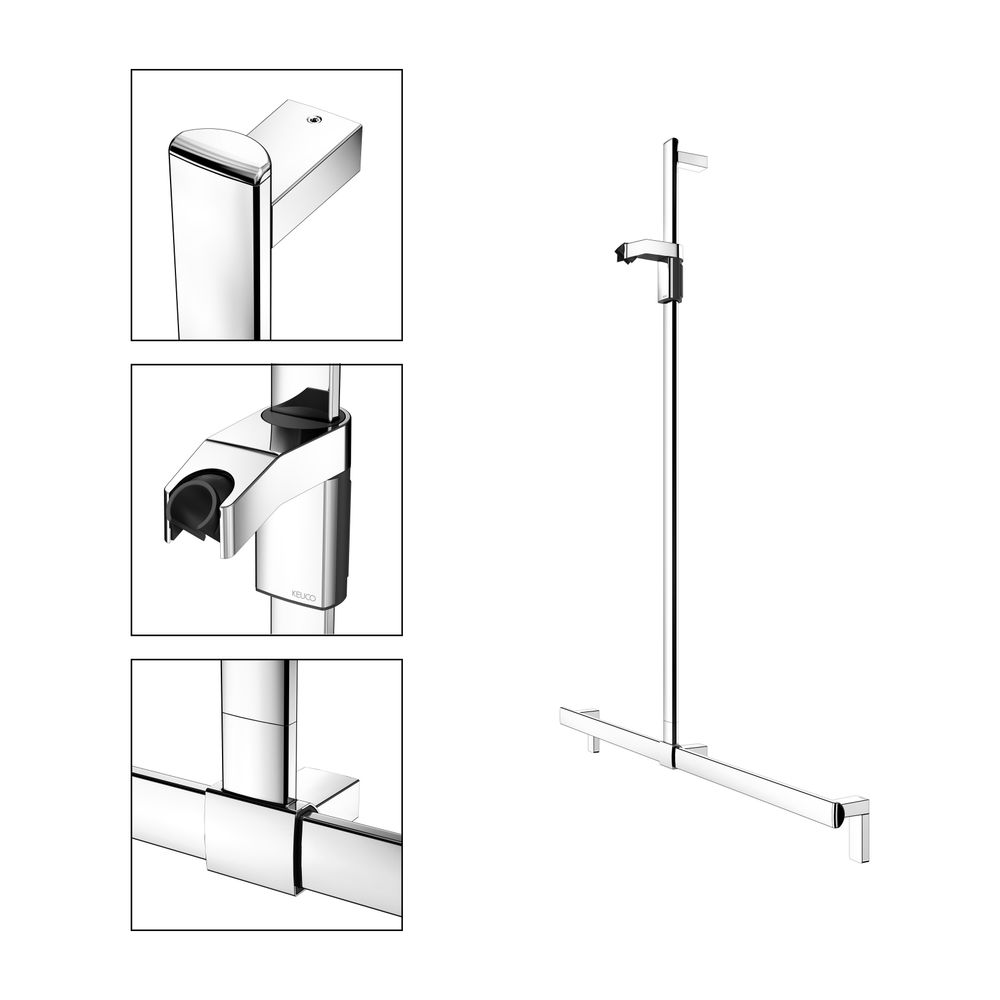 Keuco Axess Duschhandlauf mit Brausestange, 1150/1301mm, mit 2x Befestigungsset 1, V... KEUCO-35014011213 4017214902606 (Abb. 3)