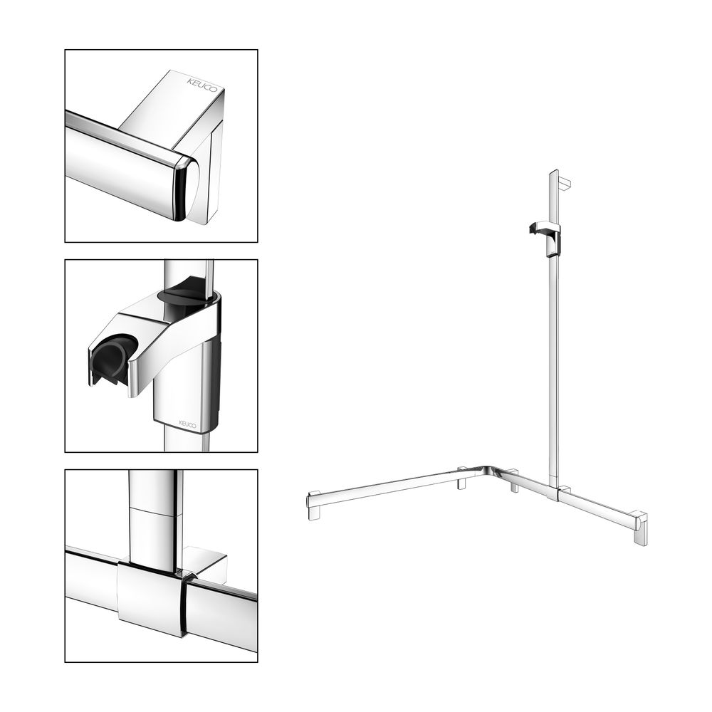 Keuco Axess Duschhandlauf mit Brausestange rechts, 850x850x1301mm, mit 4x Befestigun... KEUCO-35015010101 4017214902675 (Abb. 3)