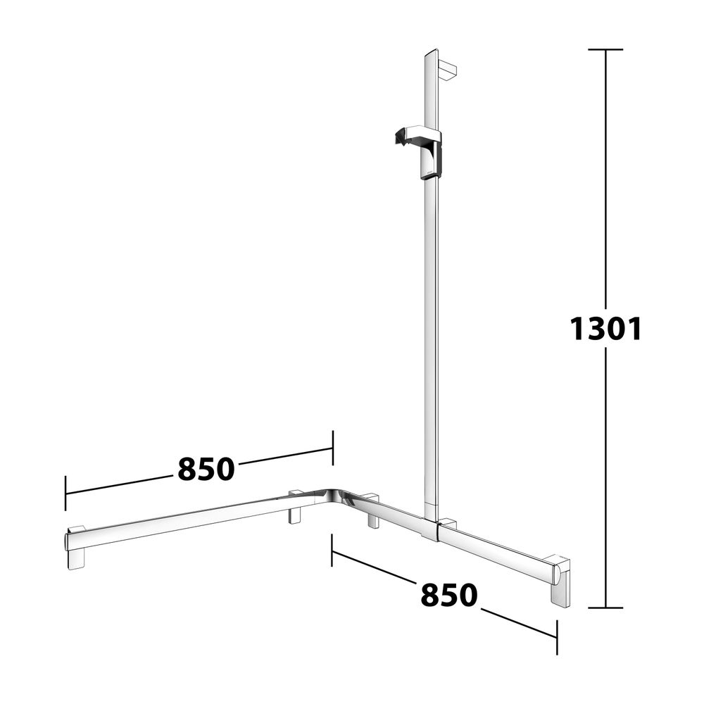 Keuco Axess Duschhandlauf mit Brausestange rechts, 850x850x1301mm, mit 4x Befestigun... KEUCO-35015010101 4017214902675 (Abb. 8)