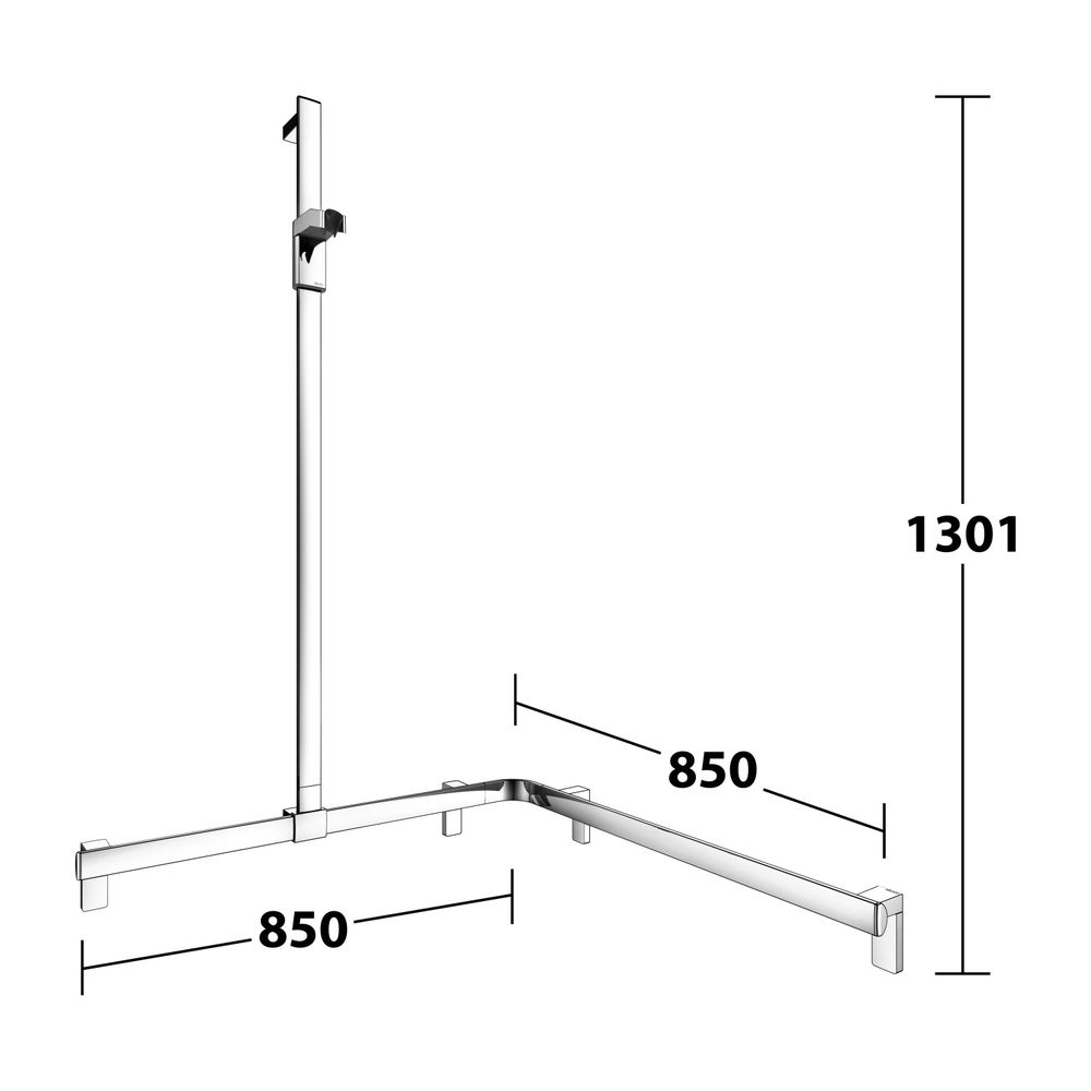 Keuco Axess Duschhandlauf mit Brausestange links, 850x850x1301mm, mit 4x Befestigung... KEUCO-35015010102 4017214902682 (Abb. 8)