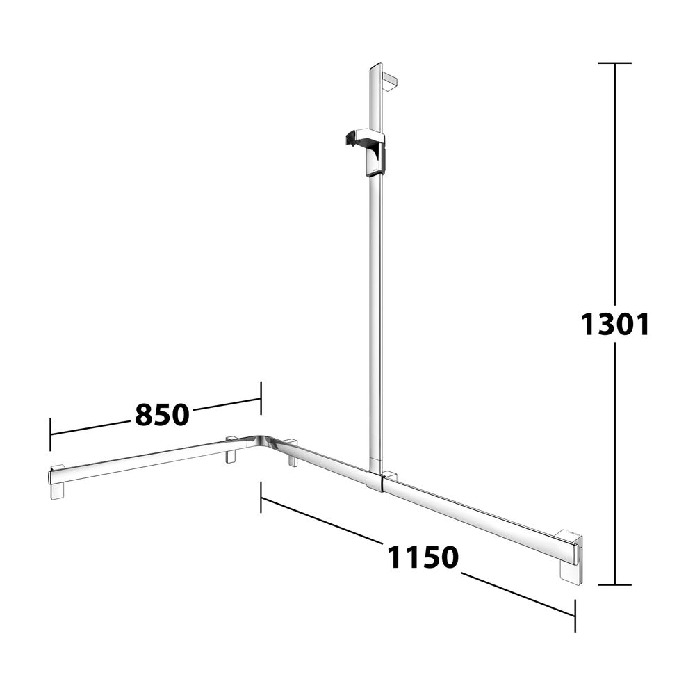 Keuco Axess Duschhandlauf mit Brausestange rechts, 850/1150/1301mm, mit 4x Befestigu... KEUCO-35015010201 4017214902699 (Abb. 8)