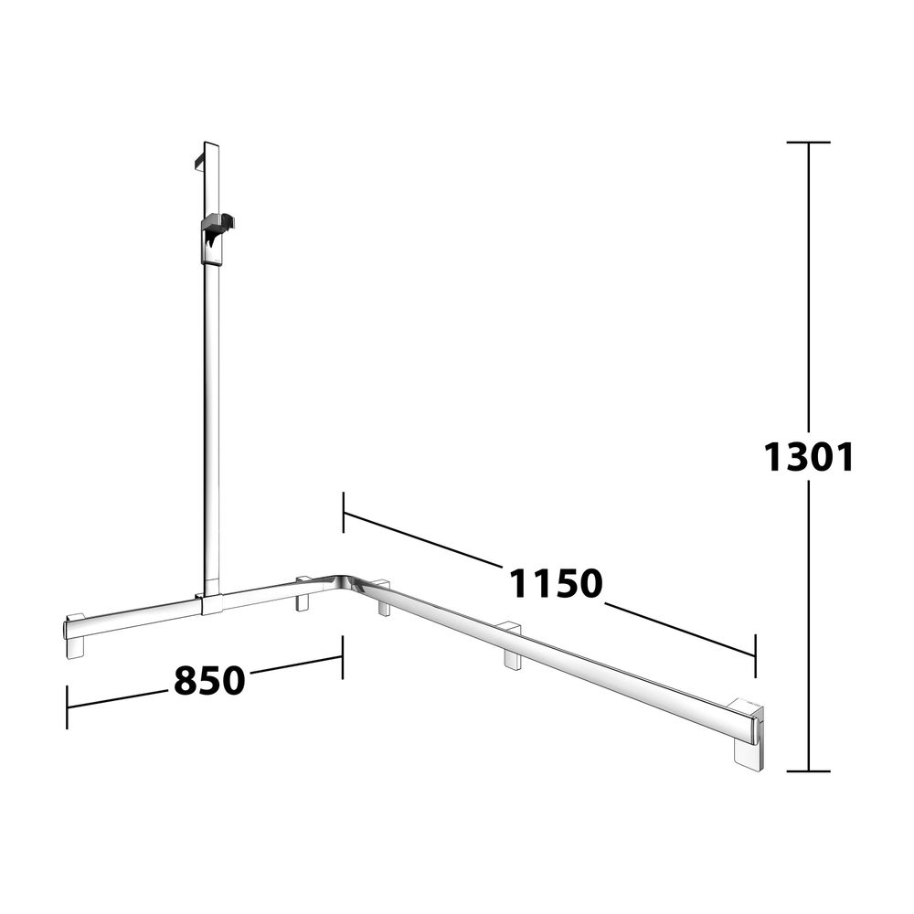 Keuco Axess Duschhandlauf mit Brausestange links, 850/1150/1301mm, mit 4x Befestigun... KEUCO-35015010202 4017214902705 (Abb. 8)