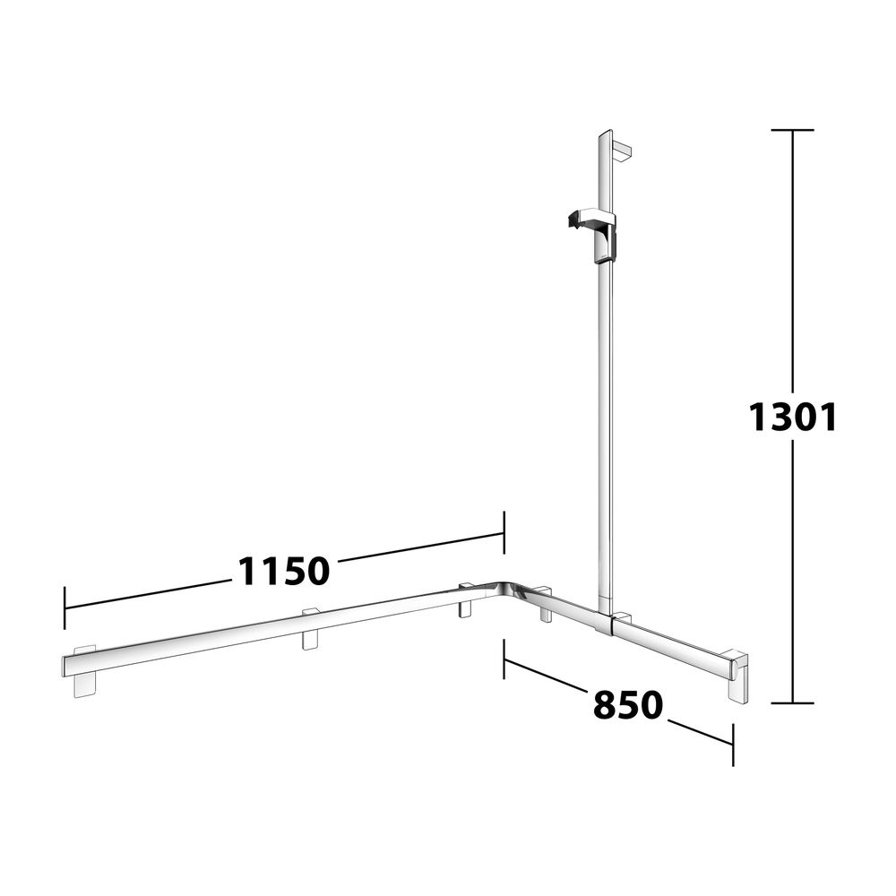 Keuco Axess Duschhandlauf mit Brausestange rechts, 1150x850x1301mm, mit 4x Befestigu... KEUCO-35015010301 4017214902712 (Abb. 8)