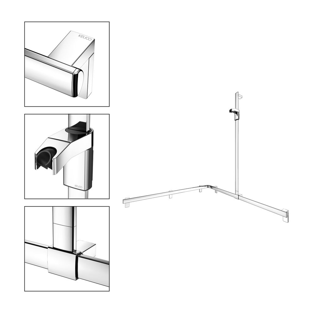 Keuco Axess Duschhandlauf mit Brausestange rechts, 1150x1150x1301mm, mit 4x Befestig... KEUCO-35015010401 4017214902736 (Abb. 3)