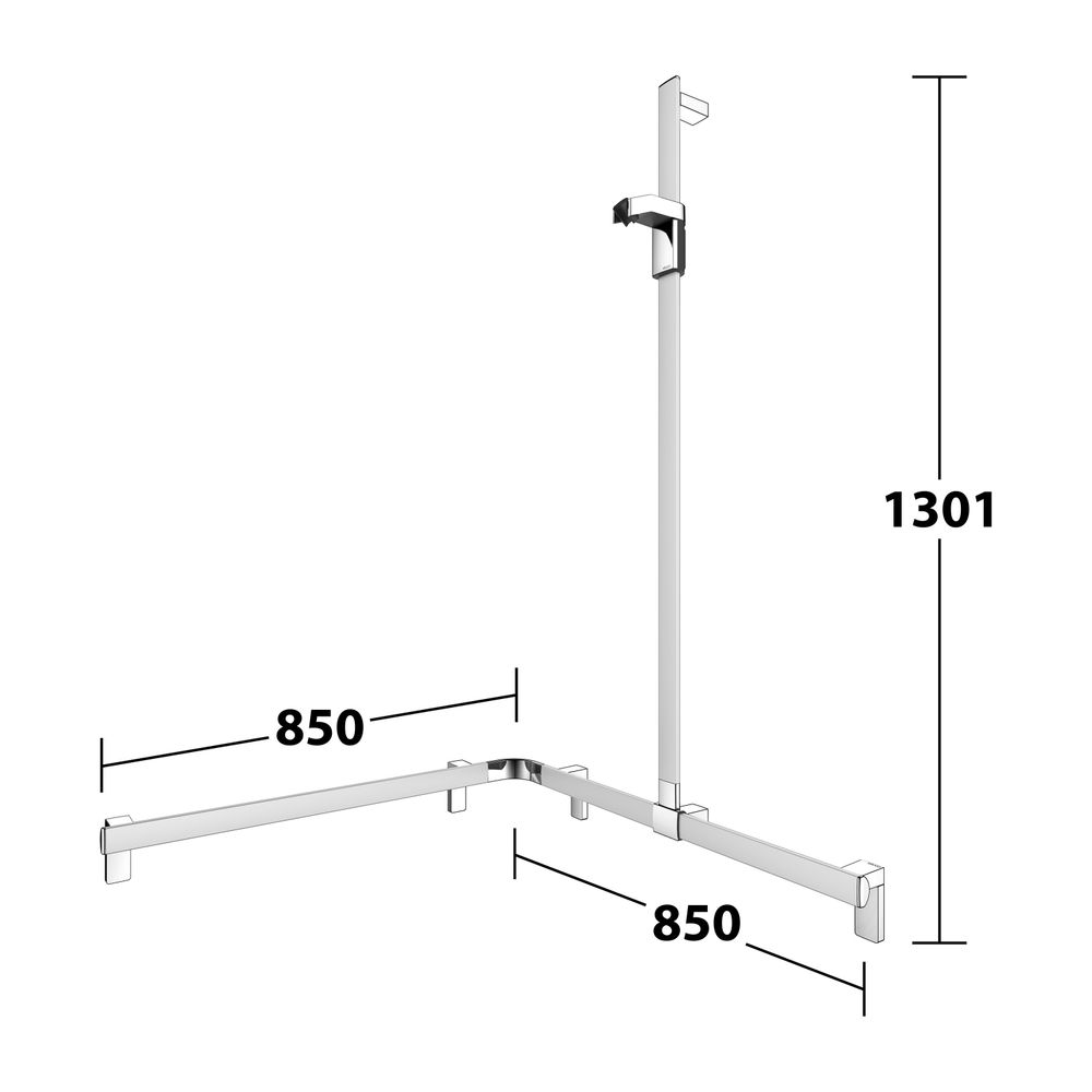 Keuco Axess Duschhandlauf mit Brausestange rechts, 850x850x1301mm, mit 4x Befestigun... KEUCO-35015170101 4017214902958 (Abb. 8)