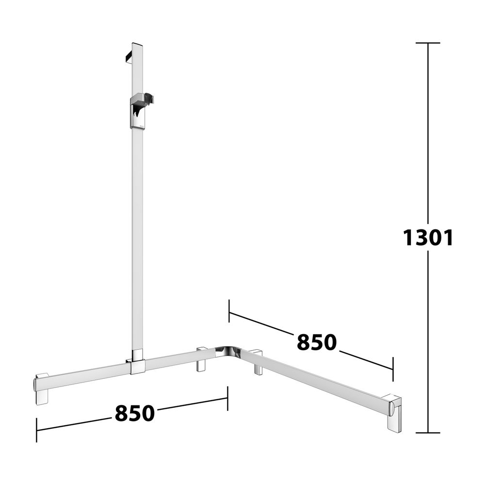 Keuco Axess Duschhandlauf mit Brausestange links, 850x850x1301mm, mit 4x Befestigung... KEUCO-35015170102 4017214902965 (Abb. 8)