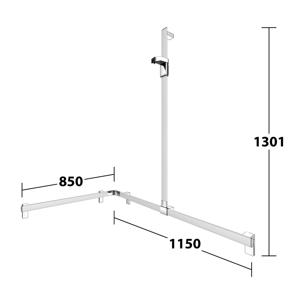 Keuco Axess Duschhandlauf mit Brausestange rechts, 850/1150/1301mm, mit 4x Befestigu... KEUCO-35015170201 4017214902972 (Abb. 8)