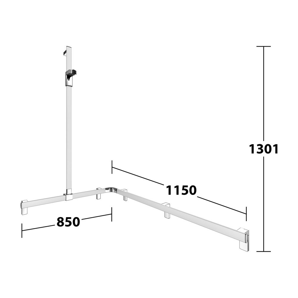 Keuco Axess Duschhandlauf mit Brausestange links, 850/1150/1301mm, mit 4x Befestigun... KEUCO-35015170202 4017214902989 (Abb. 8)