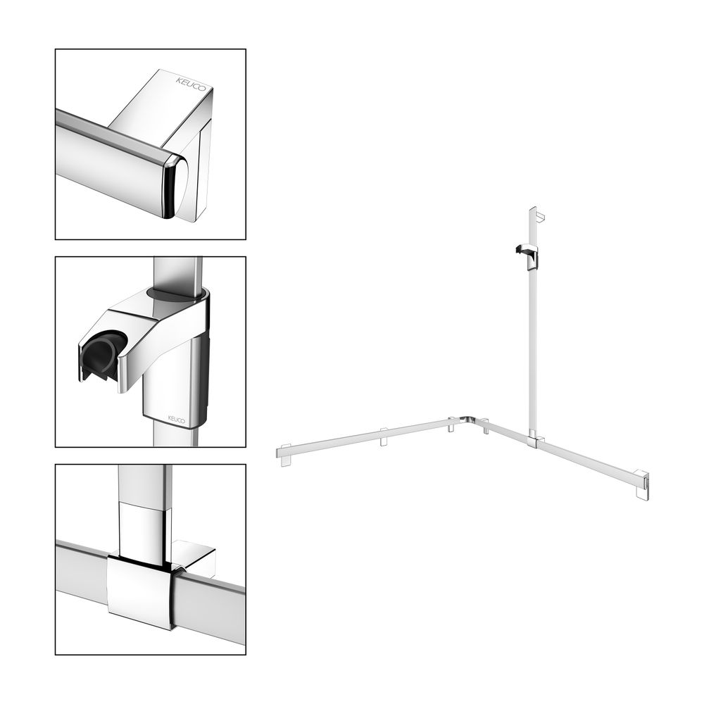 Keuco Axess Duschhandlauf mit Brausestange rechts, 1150x1150x1301mm, mit 4x Befestig... KEUCO-35015170401 4017214903016 (Abb. 3)