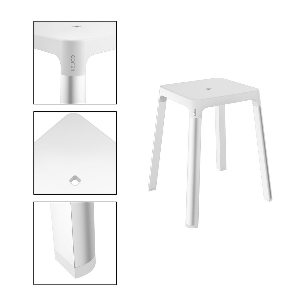 Keuco Axess Badhocker, Belastbarkeit 150kg, Kunststoff, Silber eloxiert/Weiß, 350821... KEUCO-35082170051 4017214908363 (Abb. 3)