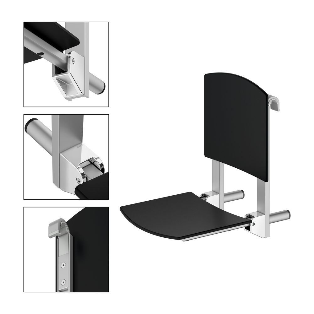 Keuco Care Klappsitz zum Einhängen, 110kg, Kunststoff, Silber eloxiert/Schwarz, 3518... KEUCO-35181170037 4017214964994 (Abb. 3)