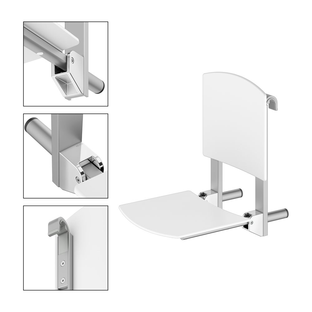 Keuco Care Klappsitz zum Einhängen, 110kg, Kunststoff, Silber eloxiert/Weiß, 3518117... KEUCO-35181170051 4017214965007 (Abb. 3)