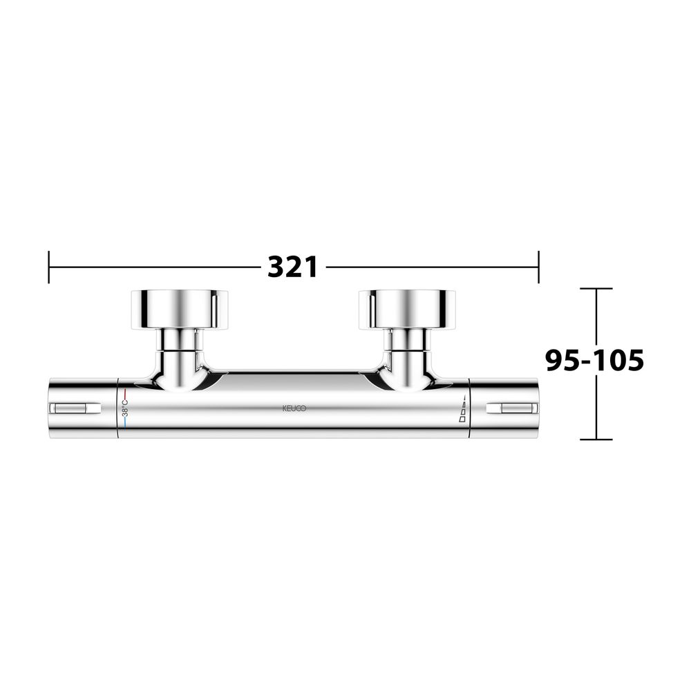 Keuco Plan Blue Thermostat-Brausemischer Aufputz, Sicherheitssperre 38 Grad C, G 1/2... KEUCO-53926011001 4017214926510 (Abb. 8)