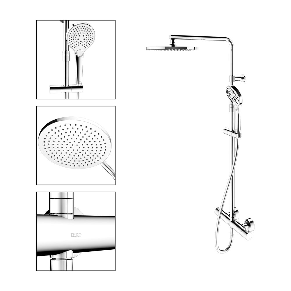 Keuco Plan Blue Thermostat-Brausemischer Aufputz, mit Kopfbrause, G 1/2", Verchromt,... KEUCO-53926012321 4017214926541 (Abb. 3)