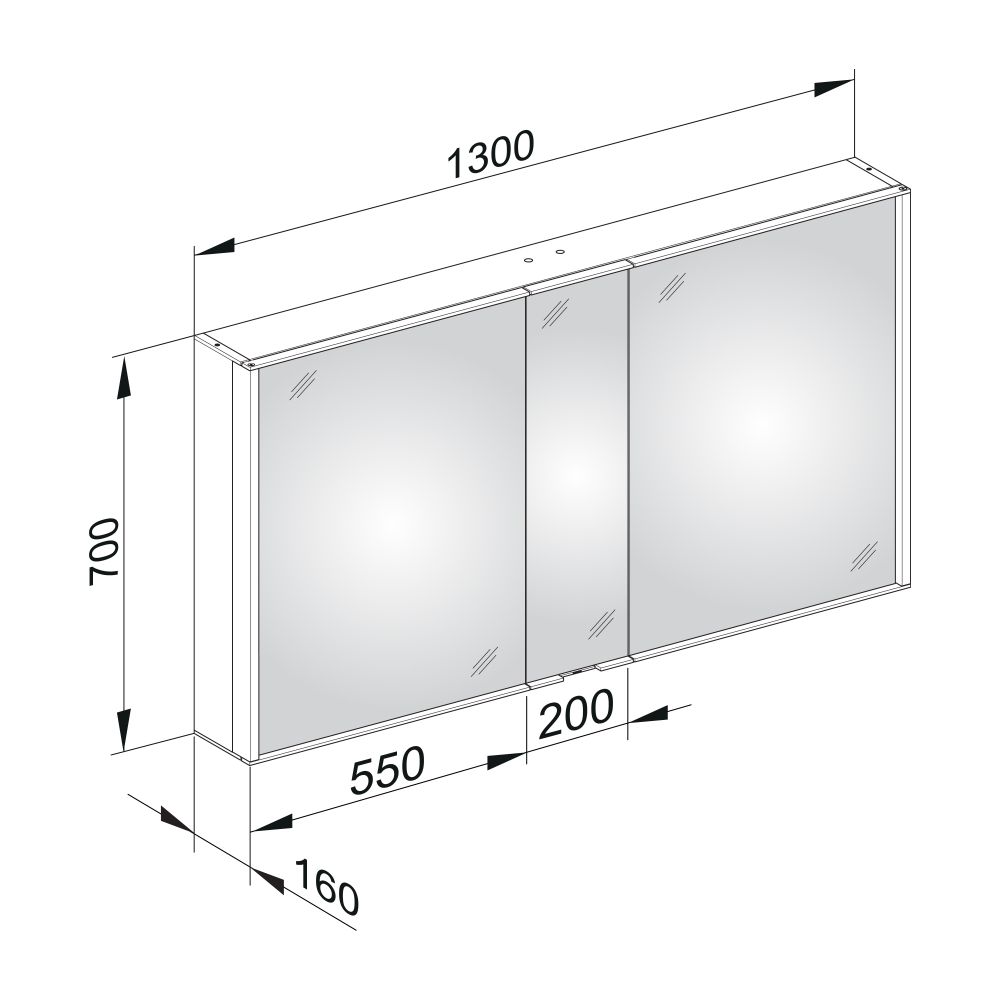 KEUCO Spiegelschrank Royal Match 12805, silber-eloxiert, 1300 x 700 x 160 mm... KEUCO-12805171301 4017214511624 (Abb. 3)